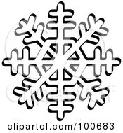 Poster, Art Print Of Black And White Winter Snowflake With Eight Tips