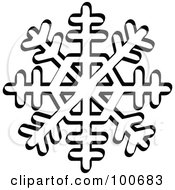 Royalty Free RF Clipart Illustration Of A Black And White Winter Snowflake With Eight Tips by Andy Nortnik