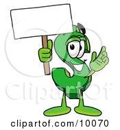 Dollar Sign Mascot Cartoon Character Holding A Blank Sign