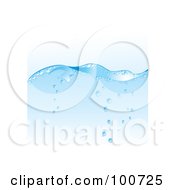 Poster, Art Print Of Blue Water Wave Background With Rising Bubbles