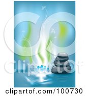 Poster, Art Print Of Spa Background With Stacked Stones And Floral Smoke