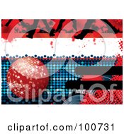 Disco Party Background With A Red Disco Ball Feet And Halftone