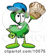 Dollar Sign Mascot Cartoon Character Catching A Baseball With A Glove
