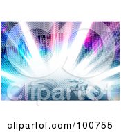 Royalty Free RF Clipart Illustration Of A Bright Burst Of Binary Code Emerging Behind The Earth by Arena Creative #COLLC100755-0094