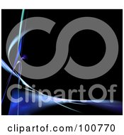 Royalty Free RF Clipart Illustration Of A Black Background With A Blue Fractal Border