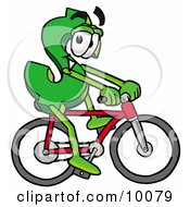 Dollar Sign Mascot Cartoon Character Riding A Bicycle