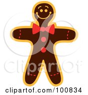 Poster, Art Print Of Christmas Gingerbread Man Cookie With A Bow Tie
