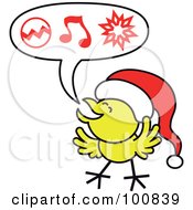 Poster, Art Print Of Christmas Chicken Wearing A Santa Hat And Singing Carols