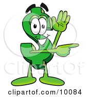 Dollar Sign Mascot Cartoon Character Waving And Pointing by Mascot Junction