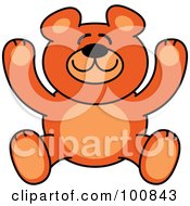 Poster, Art Print Of Happy Orange Teddy Bear Smiling And Holding Up Its Arms