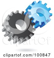 3d Metal And Blue Gear Cog Icon