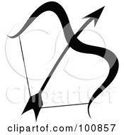 Royalty Free RF Clipart Illustration Of A Black And White Sagittarius Bow And Arrow Zodiac Icon by cidepix #COLLC100857-0145