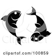 Black And White Pisces Fish Zodiac Icon