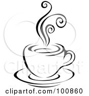 Black And White Steam Latte Logo