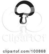 Poster, Art Print Of Black And White Button Mushroom Icon And Reflection