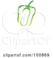 Royalty Free RF Clipart Illustration Of A Green Bell Pepper Icon And Reflection