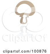 Royalty Free RF Clipart Illustration Of A Tan Button Mushroom Icon And Reflection