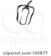 Royalty Free RF Clipart Illustration Of A Black And White Bell Pepper Icon And Reflection