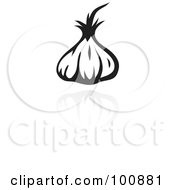 Royalty Free RF Clipart Illustration Of A Black And White Garlic Icon And Reflection