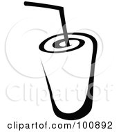 Royalty Free RF Clipart Illustration Of A Black And White Beverage And Straw