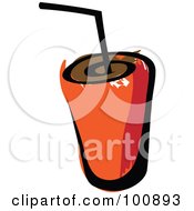 Orange Beverage Cup And Straw