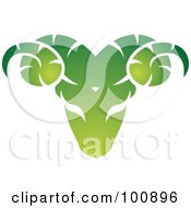 Royalty Free RF Clipart Illustration Of A Gradient Green Aries Ram Zodiac Icon by cidepix
