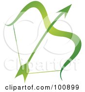 Royalty Free RF Clipart Illustration Of A Gradient Green Sagittarius Bow And Arrow Zodiac Icon by cidepix