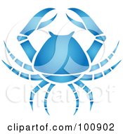 Royalty Free RF Clipart Illustration Of A Gradient Blue Crab Cancer Zodiac Icon