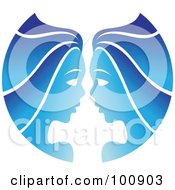 Royalty Free RF Clipart Illustration Of A Gradient Blue Twin Gemini Zodiac Icon by cidepix #COLLC100903-0145