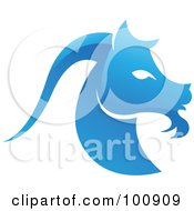 Poster, Art Print Of Glossy Blue Capricorn Sea Goat Zodiac Icon