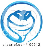 Royalty Free RF Clipart Illustration Of A Glossy Blue Cobra Icon Logo