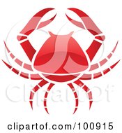Royalty Free RF Clipart Illustration Of A Glossy Red Crab Cancer Zodiac Icon by cidepix #COLLC100915-0145