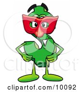 Dollar Sign Mascot Cartoon Character Wearing A Red Mask Over His Face
