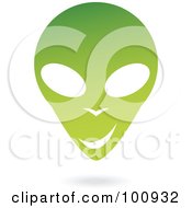 Royalty Free RF Clipart Illustration Of A Gradient Green Smirking Alien Face