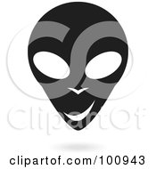 Royalty Free RF Clipart Illustration Of A Black And White Smirking Alien Face