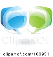 Royalty Free RF Clipart Illustration Of 3d Blue And Green Shiny Web Chat Bubbles