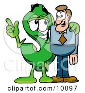 Poster, Art Print Of Dollar Sign Mascot Cartoon Character Talking To A Business Man