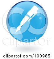 Round Glossy Blue Pen Web Icon