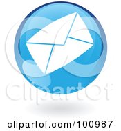 Round Glossy Blue Envelope Web Icon