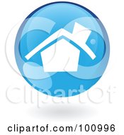 Round Glossy Blue Home Page Web Icon