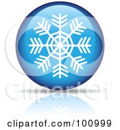 Poster, Art Print Of White Snowflake On A Blue Orb Icon