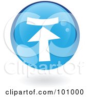 Poster, Art Print Of Round Glossy Blue Upload Web Icon