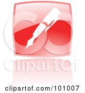 Poster, Art Print Of Shiny Red Square Pen Web Browser Icon
