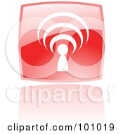 Royalty Free RF Clipart Illustration Of A Square Red Podcast Logo Icon by cidepix