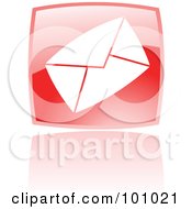 Shiny Red Square Envelope Web Browser Icon