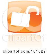 Shiny Orange Square Padlock Web Browser Icon