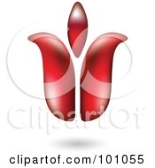 Royalty Free RF Clipart Illustration Of A 3d Red Tulip Icon 3