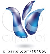 Royalty Free RF Clipart Illustration Of A 3d Blue Tulip Icon 1 by cidepix