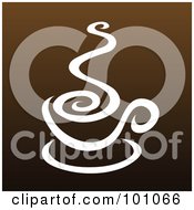 Royalty Free RF Clipart Illustration Of A Steamy White Cup Of Coffee On Brown 1