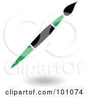 Royalty Free RF Clipart Illustration Of A Green And Black Paintbrush Logo Icon by cidepix